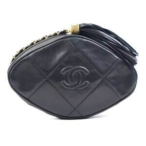 CHANEL Clutch Bag Leather Black Gold Women's e61213a